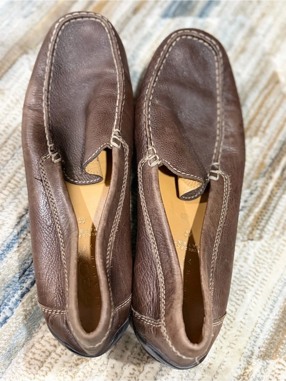 Geox Brown Pebbled Leather Slip-On Moccasins